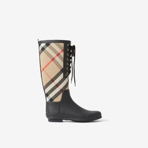 Burberry House Check Panelled Rain Boots New